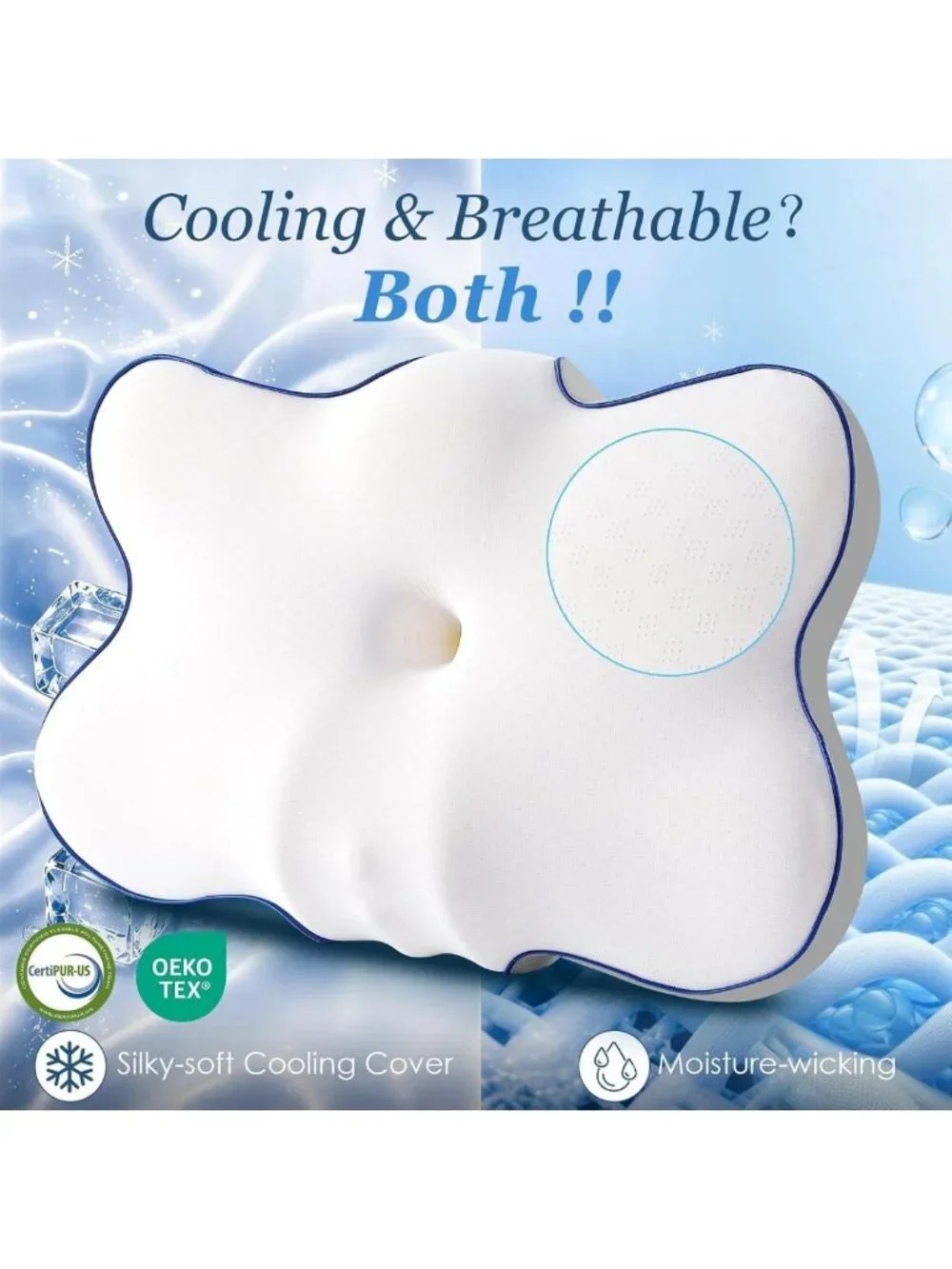 Cooling Cervical Pillow for Neck Pain Relief | Ideal for Side Sleepers
